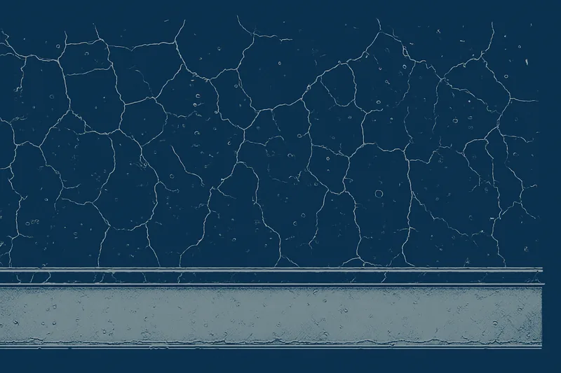 A grey cement render band at the base of an old wall, cracked above its top edge — cement, render and paint on old walls, Adelaide. Illustrative example.